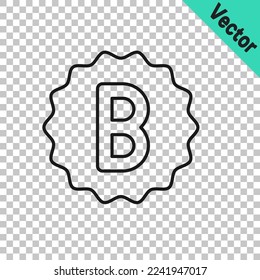 Black line Exam paper with incorrect answers survey icon isolated on transparent background. Bad mark of test results.  Vector