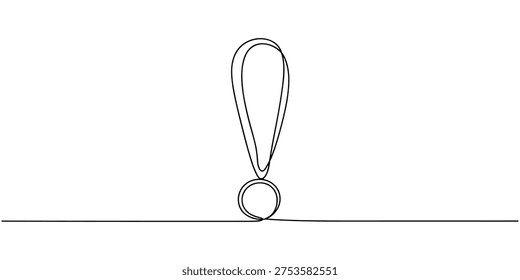 Black line of an exclamation mark on white background line black and white symbol punctuation minimalist