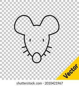 Schwarze Linie Experimentelle Maus Symbol einzeln auf transparentem Hintergrund.  Vektorgrafik