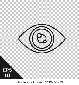 Black line Eye icon isolated on transparent background.  Vector Illustration