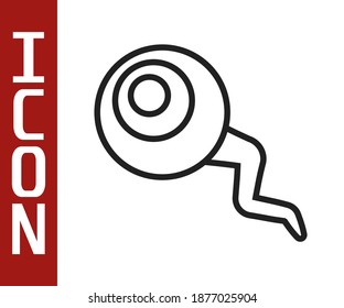 Icono de ojo de línea negra aislado en fondo blanco. Feliz fiesta de Halloween.  Vector