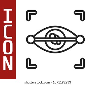 Black line Eye scan icon isolated on white background. Scanning eye. Security check symbol. Cyber eye sign.  Vector