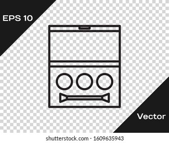 Black line Eye shadow palette with brush icon isolated on transparent background.  Vector Illustration