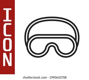 Black line Eye sleep mask icon isolated on white background.  Vector