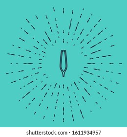 Black line Eyebrow tweezers icon isolated on green background. Cosmetic tweezers for ingrown hair. Abstract circle random dots. Vector Illustration