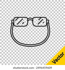 Black line Eyeglasses icon isolated on transparent background.  Vector