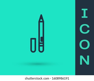 Black line Eyeliner, eyebrow icon isolated on green background. Pencil for eyes.  Vector Illustration