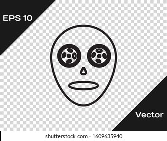 Black line Facial cosmetic mask icon isolated on transparent background. Cosmetology, medicine and health care.  Vector Illustration