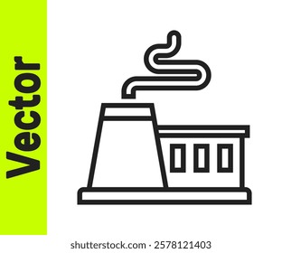 Black line Factory icon isolated on white background. Industrial building.  Vector