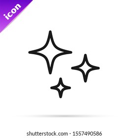 Black Line Falling Star Icon Isolated On White Background. Shooting Star With Star Trail. Meteoroid, Meteorite, Comet, Asteroid, Star Icon.  Vector Illustration