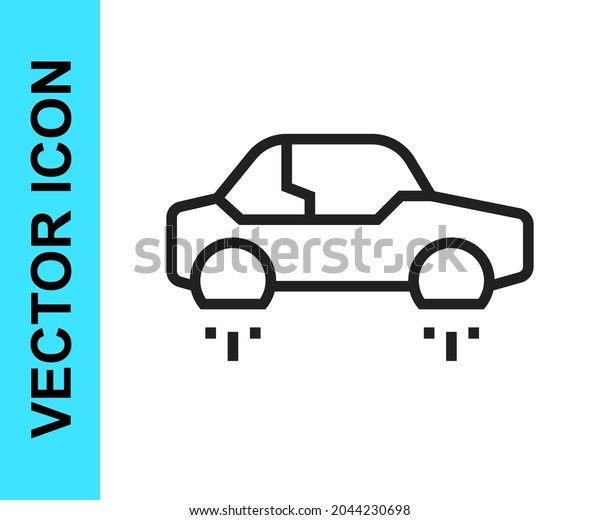 Black\
line Fantastic flying car icon isolated on white background. Hover\
car future technology future transport. \
Vector