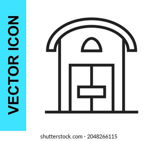 Black line Farm house icon isolated on white background.  Vector