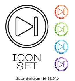 Black line Fast forward icon isolated on white background. Set icons colorful. Vector Illustration