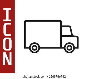 Black line Fast round the clock delivery by car icon isolated on white background.  Vector