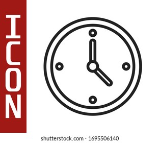Black line Fast time delivery icon isolated on white background. Timely service, stopwatch in motion, deadline concept, clock speed.  Vector Illustration