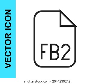 Black line FB2 File icon isolated on white background.  Vector