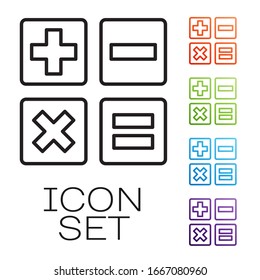 Black line Feather and inkwell icon isolated on white background. Set icons colorful. Vector Illustration