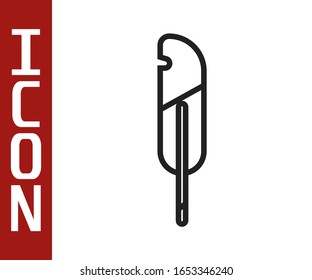 Black line Feather pen icon isolated on white background.  Vector Illustration