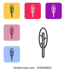 Black line Feather pen icon isolated on white background. Set icons in color square buttons. Vector