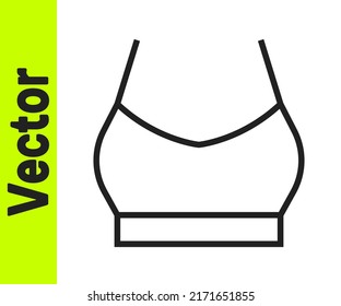 Black line Female crop top icon isolated on white background. Undershirt.  Vector