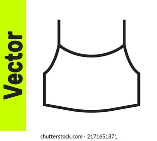 Black line Female crop top icon isolated on white background. Undershirt.  Vector