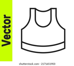 Black line Female crop top icon isolated on white background. Undershirt.  Vector