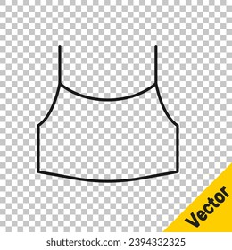 Black line Female crop top icon isolated on transparent background. Undershirt.  Vector