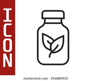 Black line Fertilizer bottle icon isolated on white background.  Vector