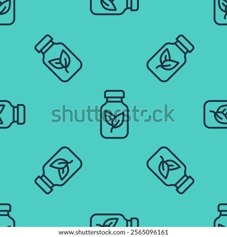Black line Fertilizer bottle icon isolated seamless pattern on green background.  Vector
