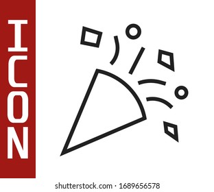 Black line Festive confetti icon isolated on white background.  Vector Illustration