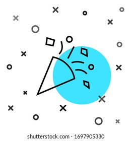Black line Festive confetti icon isolated on white background. Random dynamic shapes. Vector Illustration
