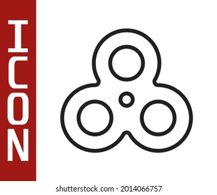Schwarze Linie Fidget-Spinnenkarte Symbol einzeln auf weißem Hintergrund. Stress Entlastungsspielzeug. Trendy Hand Spinner.  Vektorgrafik