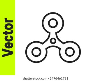 Black line Fidget spinner icon isolated on white background. Stress relieving toy. Trendy hand spinner.  Vector