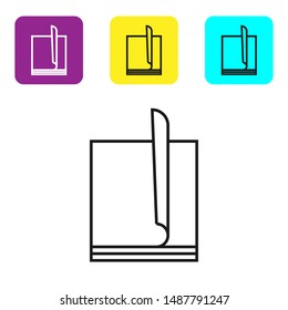 Black line File document icon isolated on white background. Checklist icon. Business concept. Set icons colorful square buttons. Vector Illustration