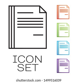 Black line File document icon isolated on white background. Checklist icon. Business concept. Set icons colorful. Vector Illustration