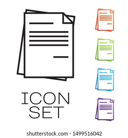 Black line File document icon isolated on white background. Checklist icon. Business concept. Set icons colorful. Vector Illustration