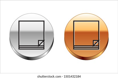Black line File document icon isolated on white background. Checklist icon. Business concept. Silver-gold circle button. Vector Illustration