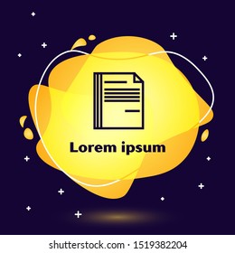 Black line File document icon isolated on dark blue background. Checklist icon. Business concept. Abstract banner with liquid shapes. Vector Illustration