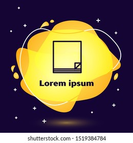 Black line File document icon isolated on dark blue background. Checklist icon. Business concept. Abstract banner with liquid shapes. Vector Illustration