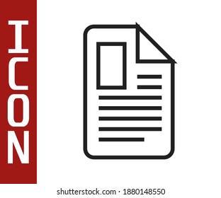 Schwarze Linie Dokument-Symbol einzeln auf weißem Hintergrund. Checkliste-Symbol. Geschäftskonzept.  Vektorgrafik