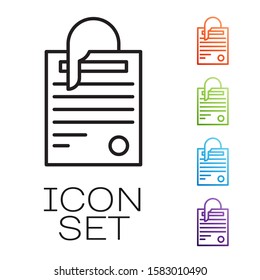 Black line File document and paper clip icon isolated on white background. Checklist icon. Business concept. Set icons colorful. Vector Illustration