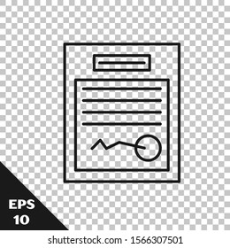 Black line Filled form icon isolated on transparent background. File icon. Checklist icon. Business concept.  Vector Illustration