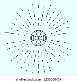 Black line Film reel icon isolated on grey background. Abstract circle random dots. Vector