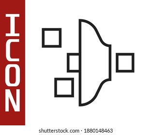 Icono de configuración del filtro de línea negra aislado en fondo blanco.  Vector
