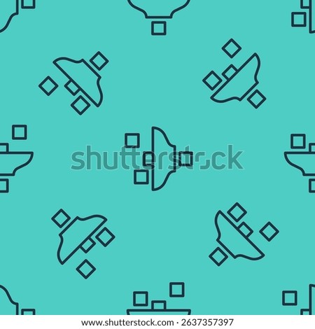 Black line Filter setting icon isolated seamless pattern on green background.  Vector