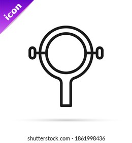 Black line Filter wrench icon isolated on white background. The key for tightening the bulb filter trunk.  Vector