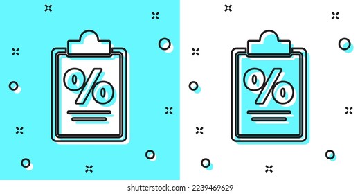 Black line Finance document icon isolated on green and white background. Paper bank document for invoice or bill concept. Random dynamic shapes. Vector Illustration