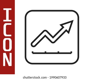 Black line Financial growth increase icon isolated on white background. Increasing revenue.  Vector