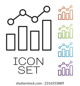 Black line Financial growth increase icon isolated on white background. Increasing revenue. Set icons colorful. Vector