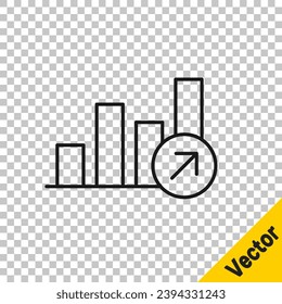Black line Financial growth increase icon isolated on transparent background. Increasing revenue.  Vector